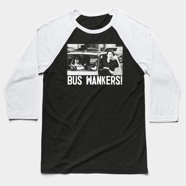 Bus Wankers / Inbetweeners Fan Art Baseball T-Shirt by DankFutura